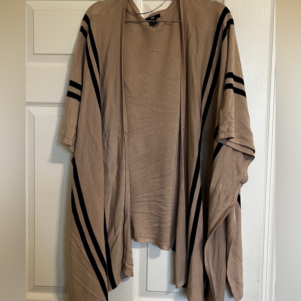 Tan shawl with black stripes